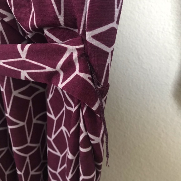 Purple Geo-Pattern Jersey Wrap Dress - Picture 3 of 4